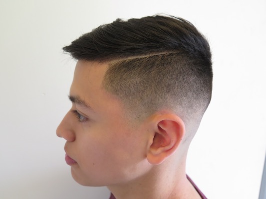 High fade with part